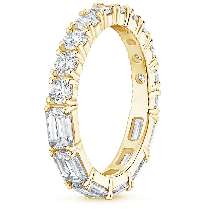 Half Round Half Emerald Natural Diamond Eternity Band - Image 9