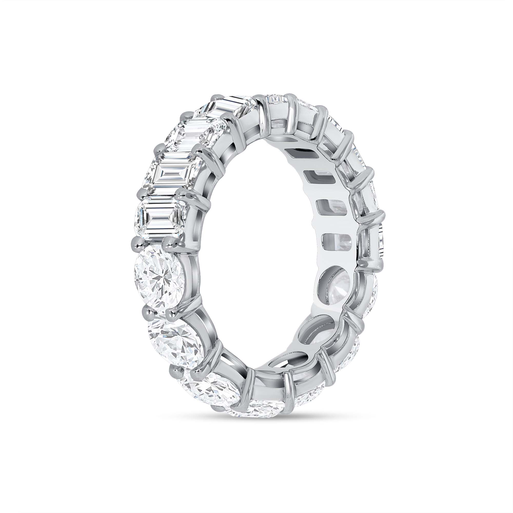 Half Round Half Emerald Lab Grown Diamond Eternity Band - Image 4