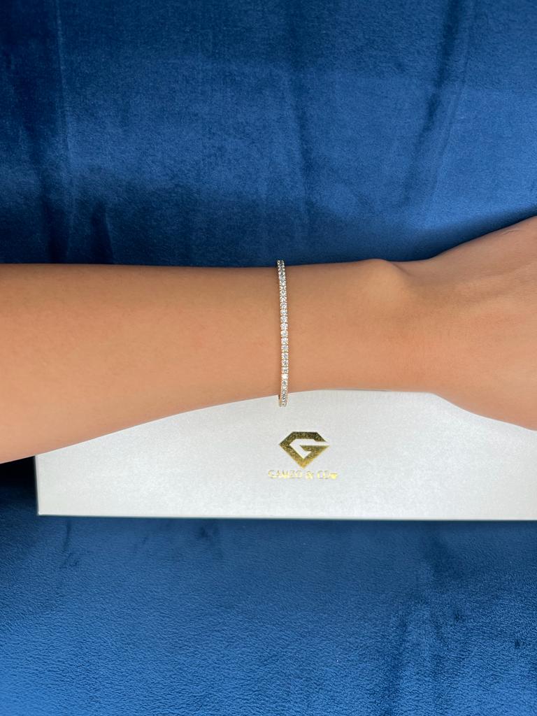 Lab Grown Diamond Bangle Bracelet - Round Cut - Image 4