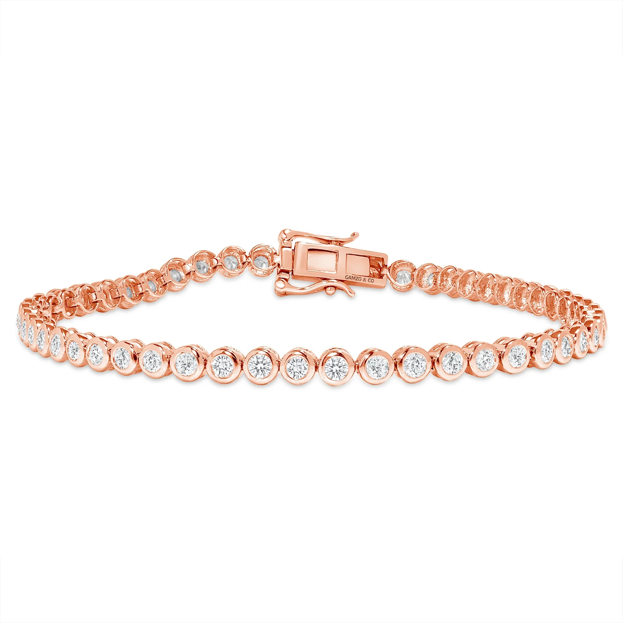 Lab Grown Diamond Tennis Bracelet - Bezel Set Round Cut - Image 3