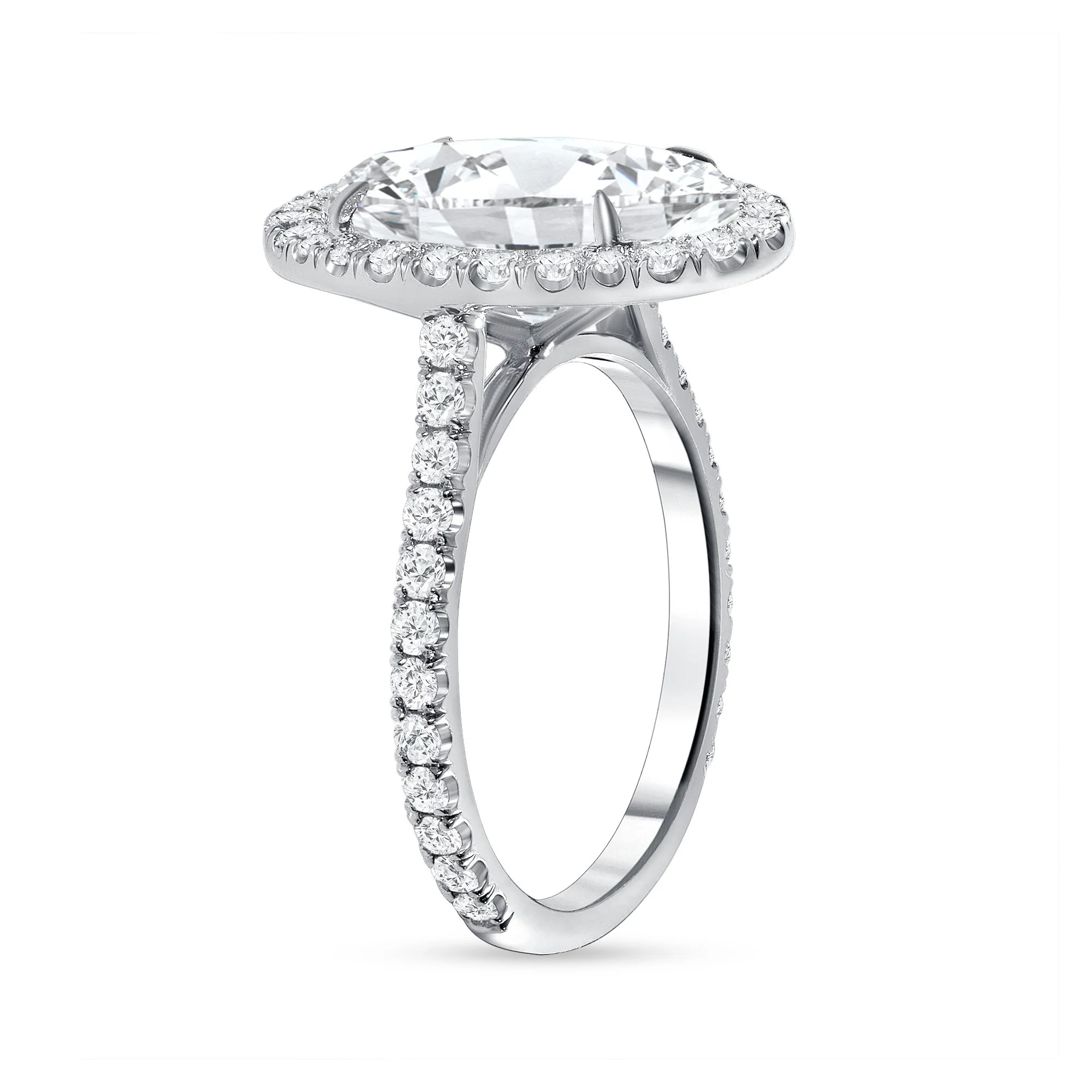 Oval Cut Natural Diamond Halo Engagement Ring (GIA Certified) - Image 2