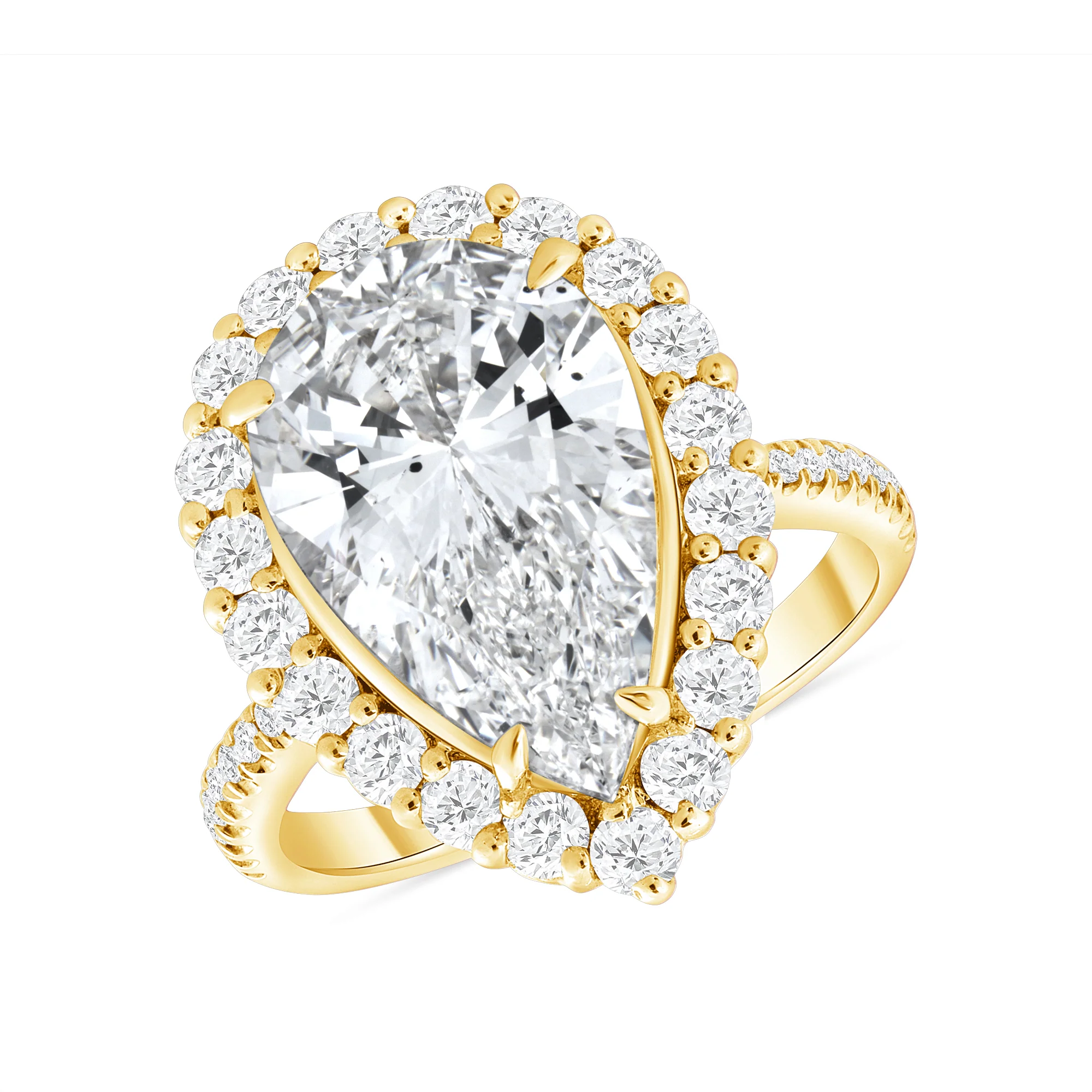Pear Shape Natural Diamond Halo Engagement Ring (GIA Certified) - Image 3