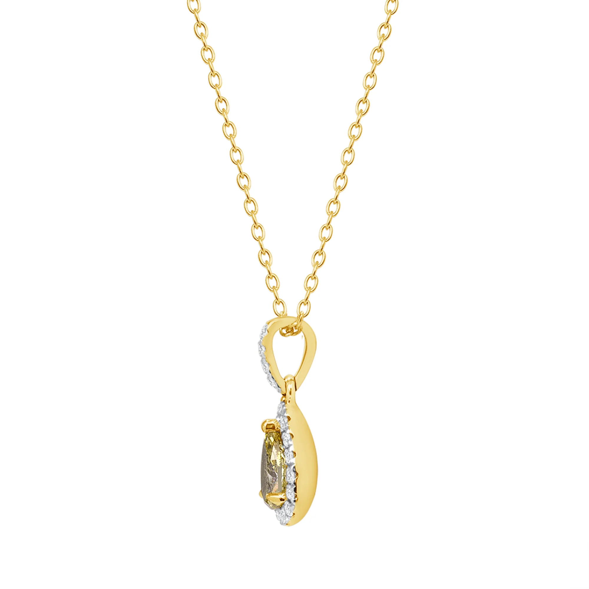 Pear Shaped Diamond Halo Pendant, 14k Gold - Image 2