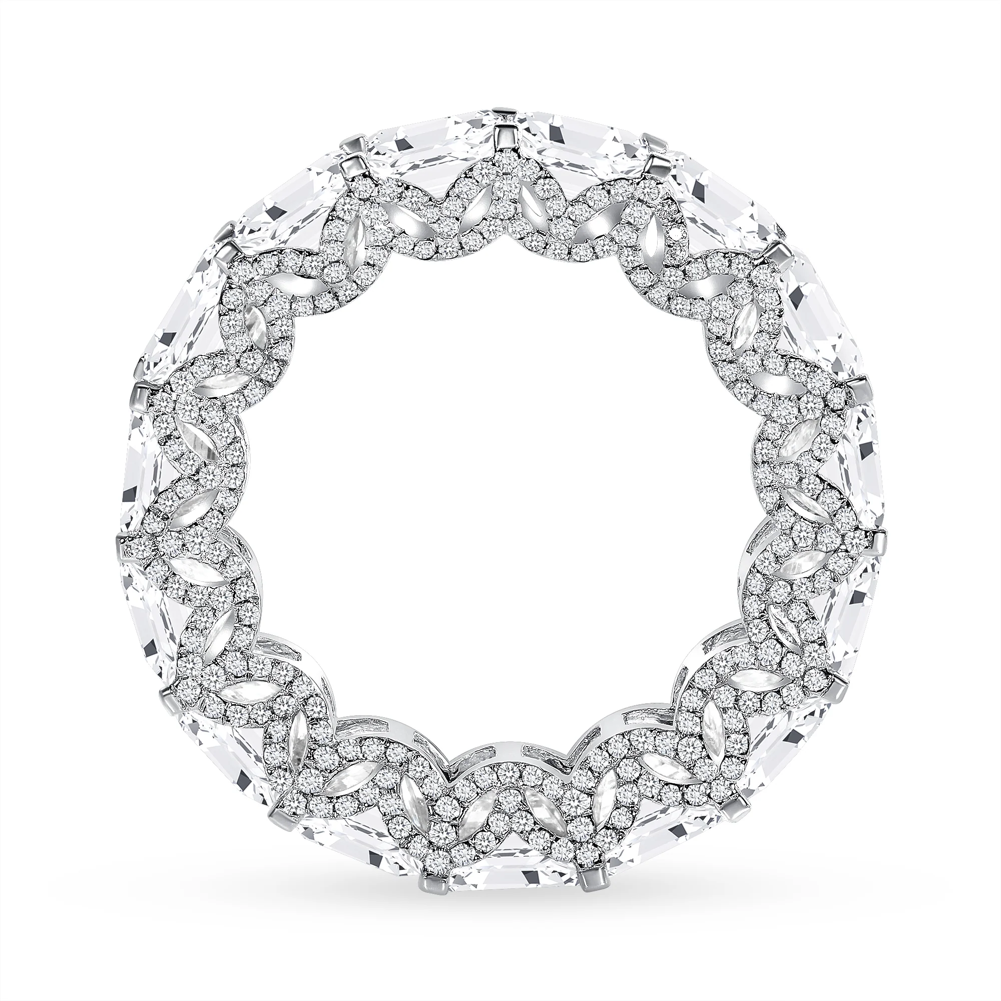 Princess Cut Natural Diamond Eternity Band. Encrusted Side Stones - Image 3