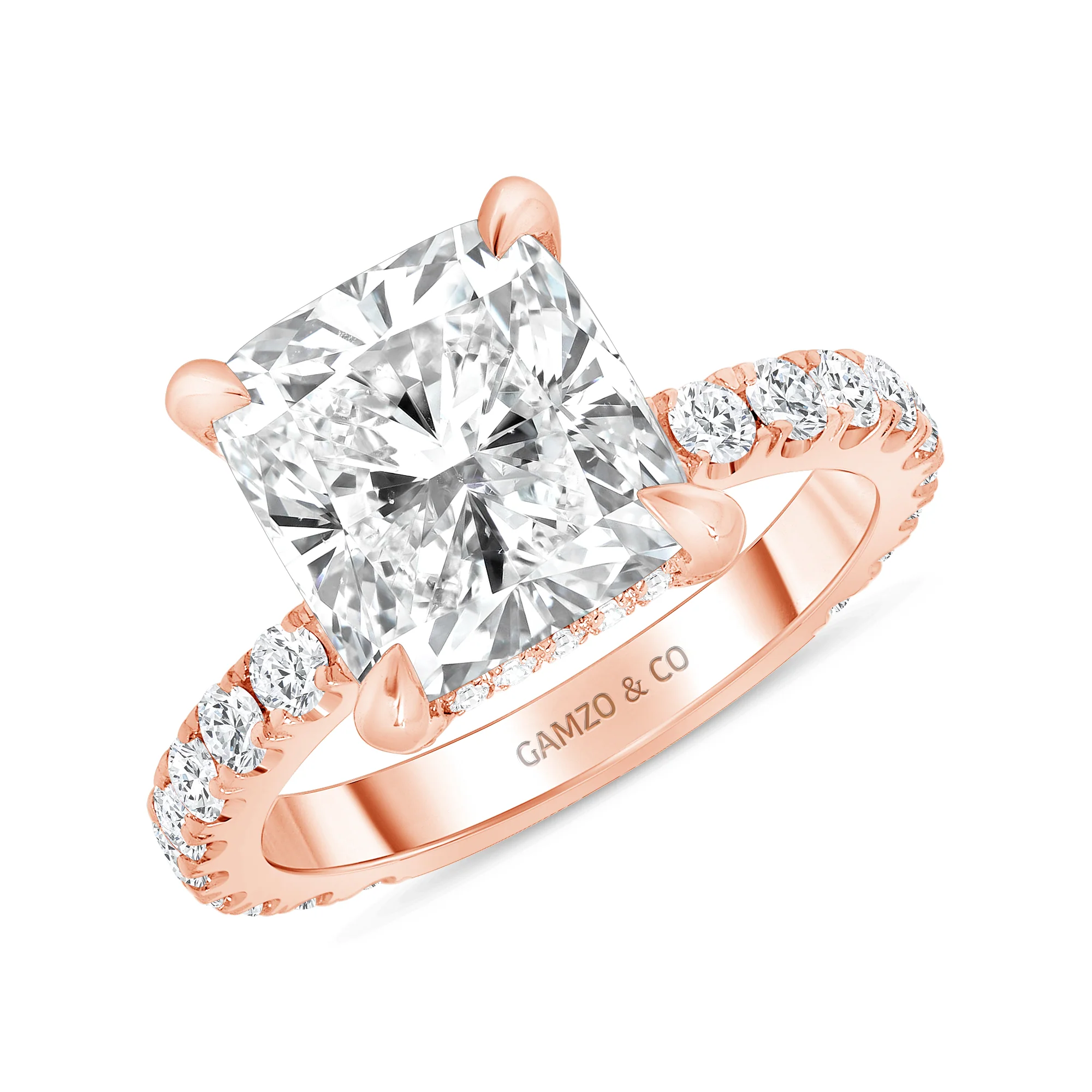 Radiant Cut Natural Diamond Engagement Ring. Hidden Halo (GIA Certified) - Image 3