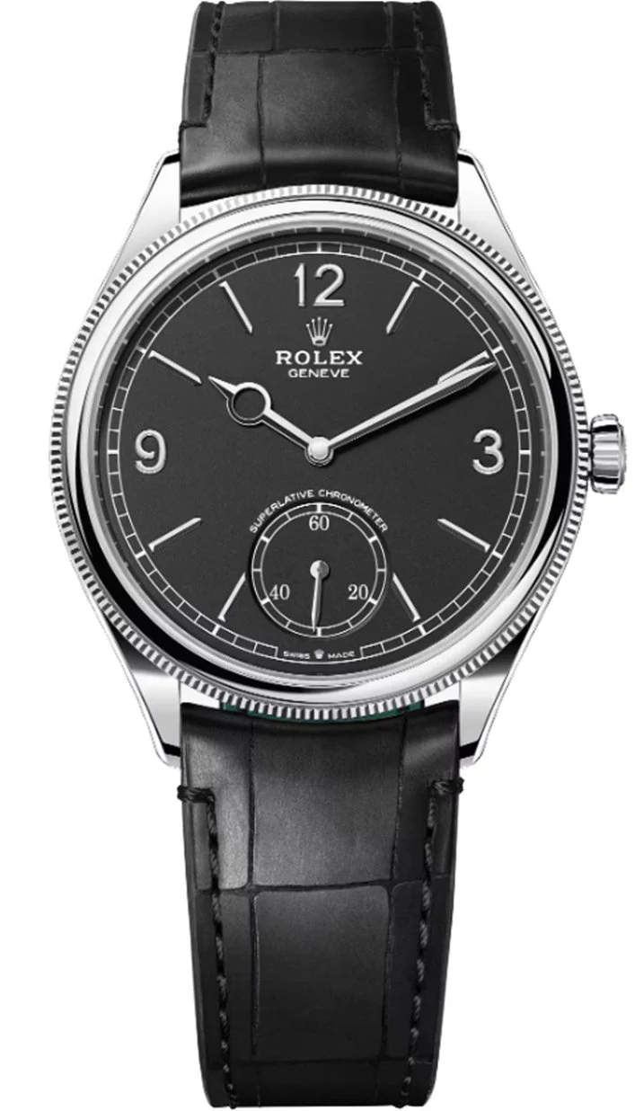 Rolex 1908 White Gold Black Dial Black Alligator Strap 52509 – New 2025 / 2026