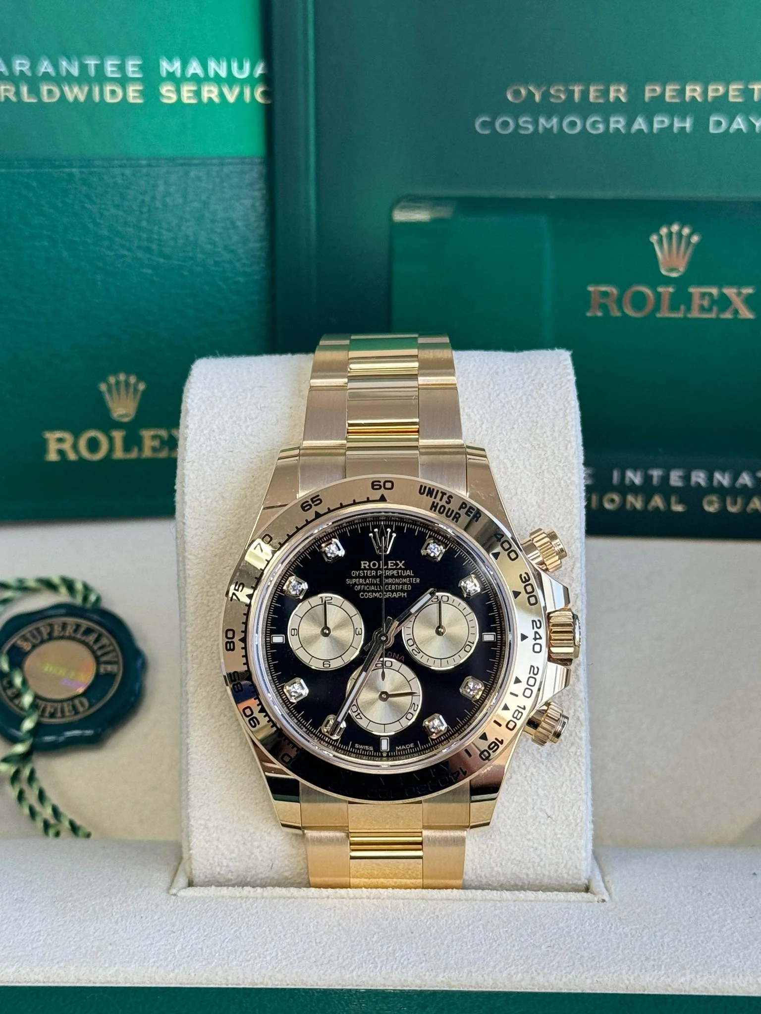 Rolex Cosmograph Daytona 40mm Yellow Gold Black Diamond Dial 126508 – New 2025 - Image 3