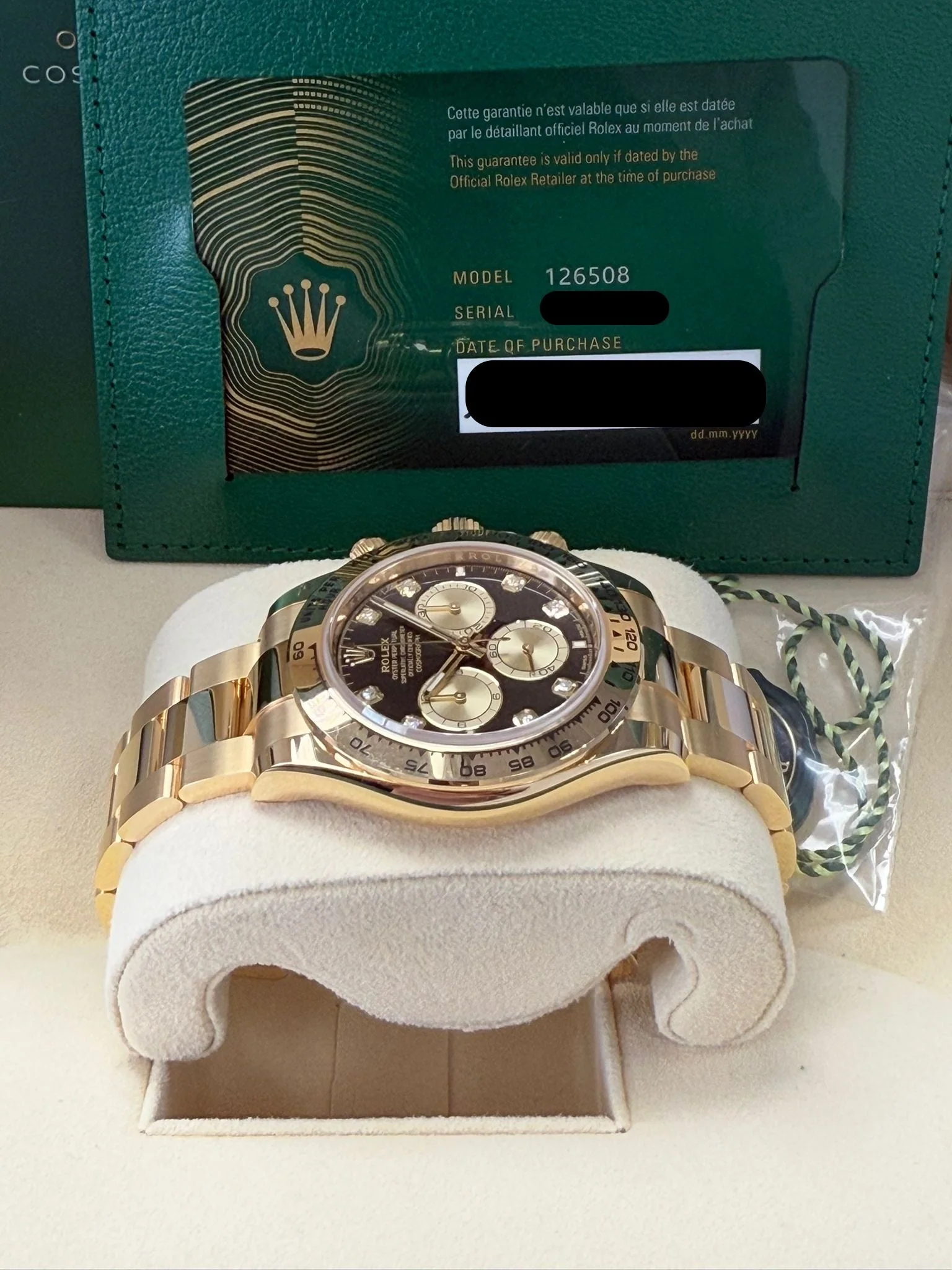 Rolex Cosmograph Daytona 40mm Yellow Gold Black Diamond Dial 126508 – New 2025 - Image 7