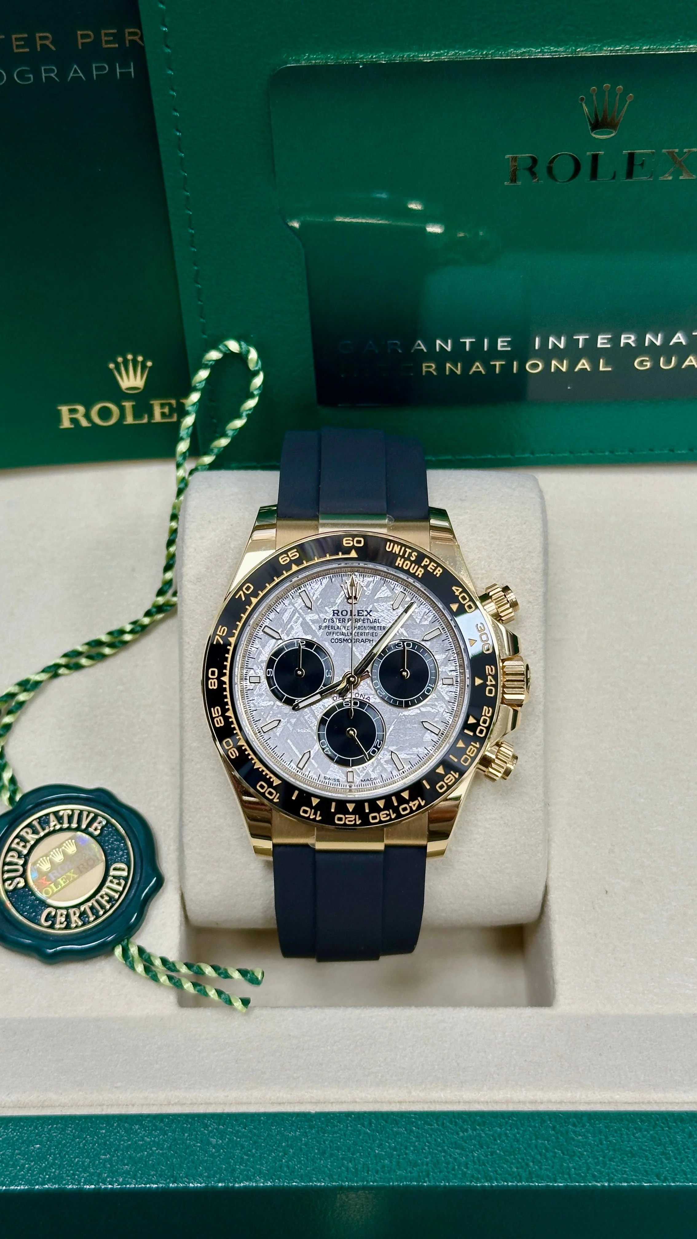 Rolex Cosmograph Daytona 40mm Yellow Gold Meteorite Dial Black Ceramic Bezel Oysterflex 126518LN – New 2025 / 2026 - Image 3