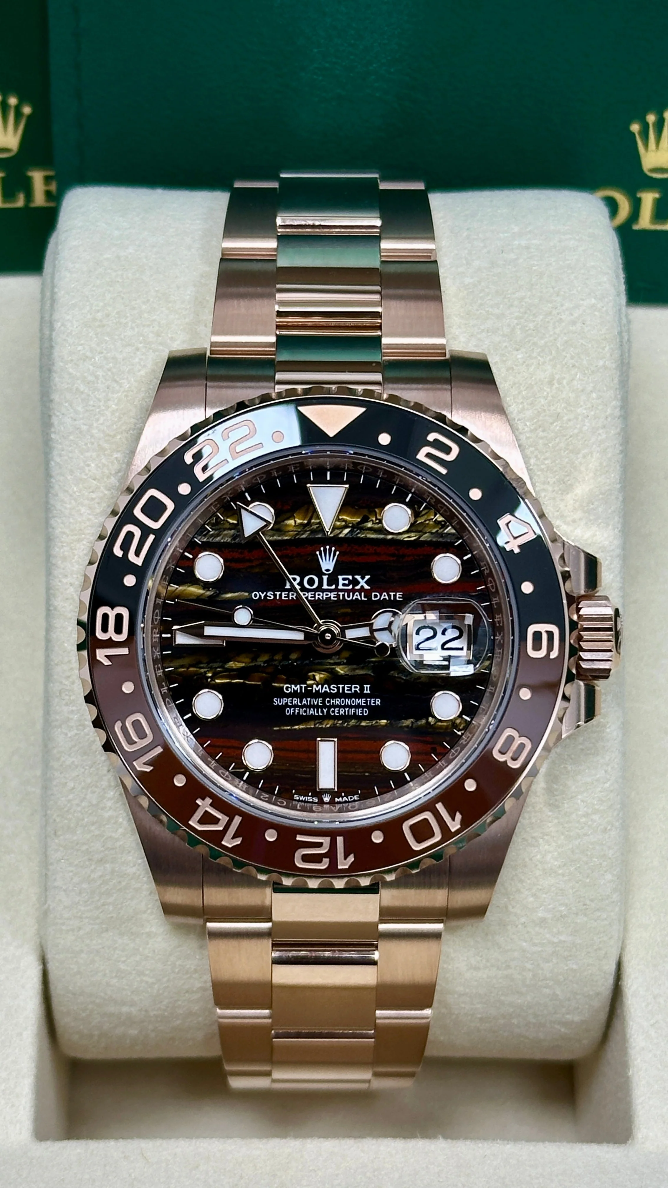 Rolex GMT-Master II "Root Beer" 40mm Everose Gold Tiger Iron Dial Brown and Black Bezel Oyster Bracelet 126715CHNR – New 2025 / 2026 - Image 2