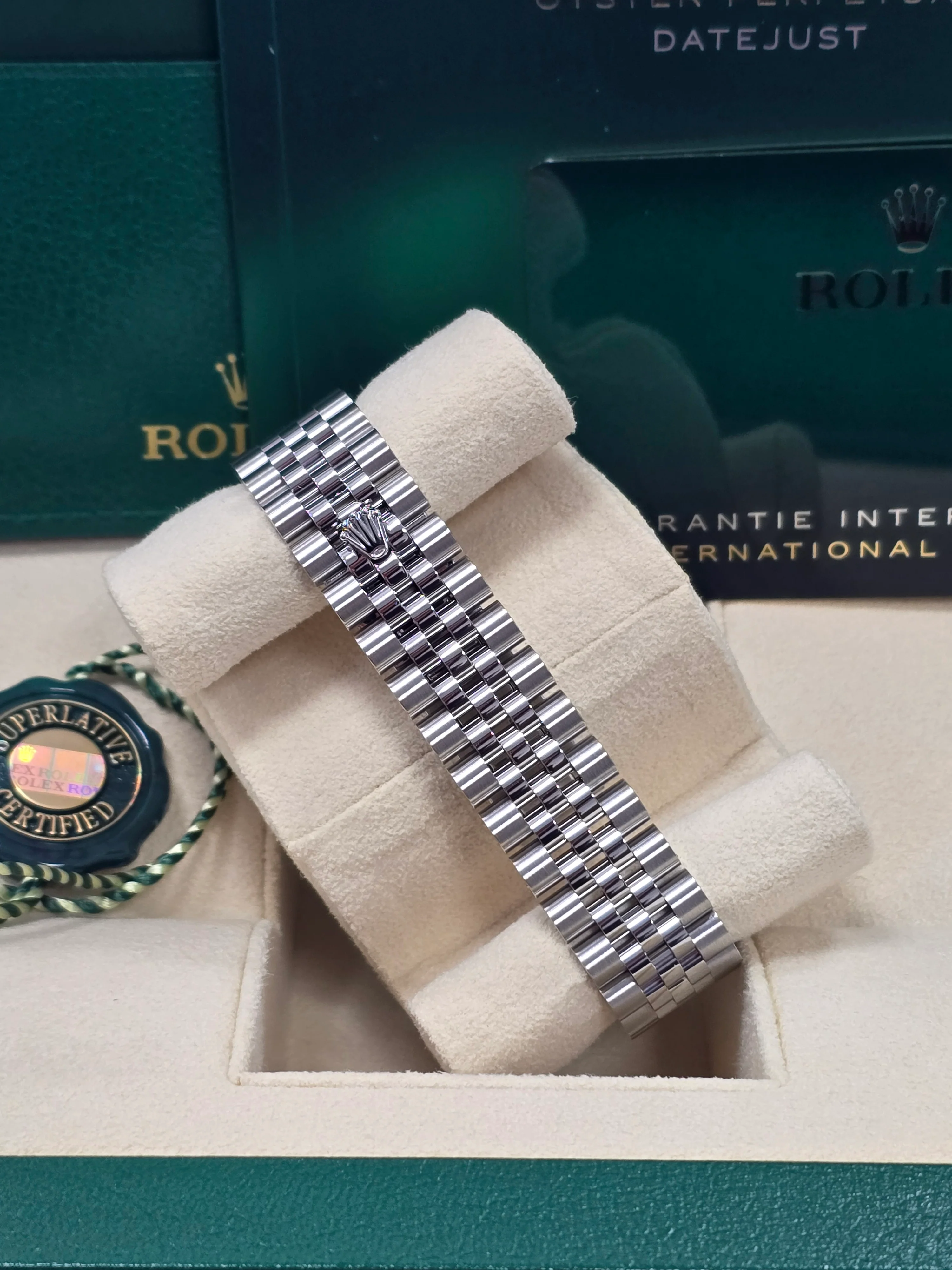 Rolex Lady-Datejust 31mm Violet (Purple) Roman Diamond Dial Fluted Bezel Jubilee Bracelet 278274 – New 2025 - Image 7