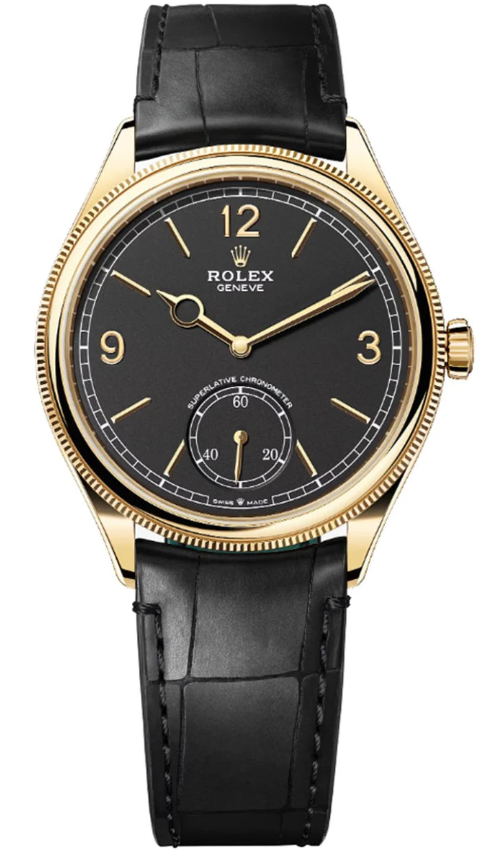 Rolex 1908 Yellow Gold Black Dial Black Alligator Strap 52508 - New 2025 / 2026