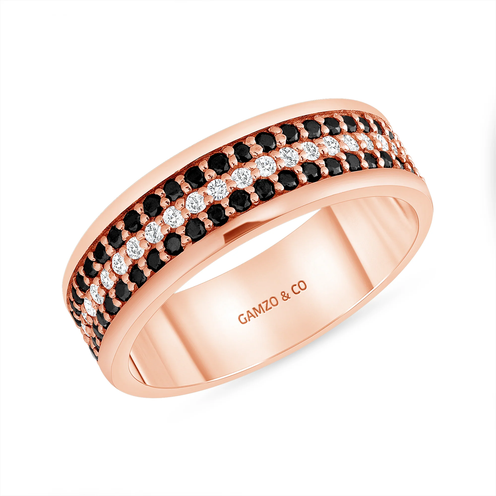 Round-cut Natural Diamond & Black Diamond Eternity Band - Image 3