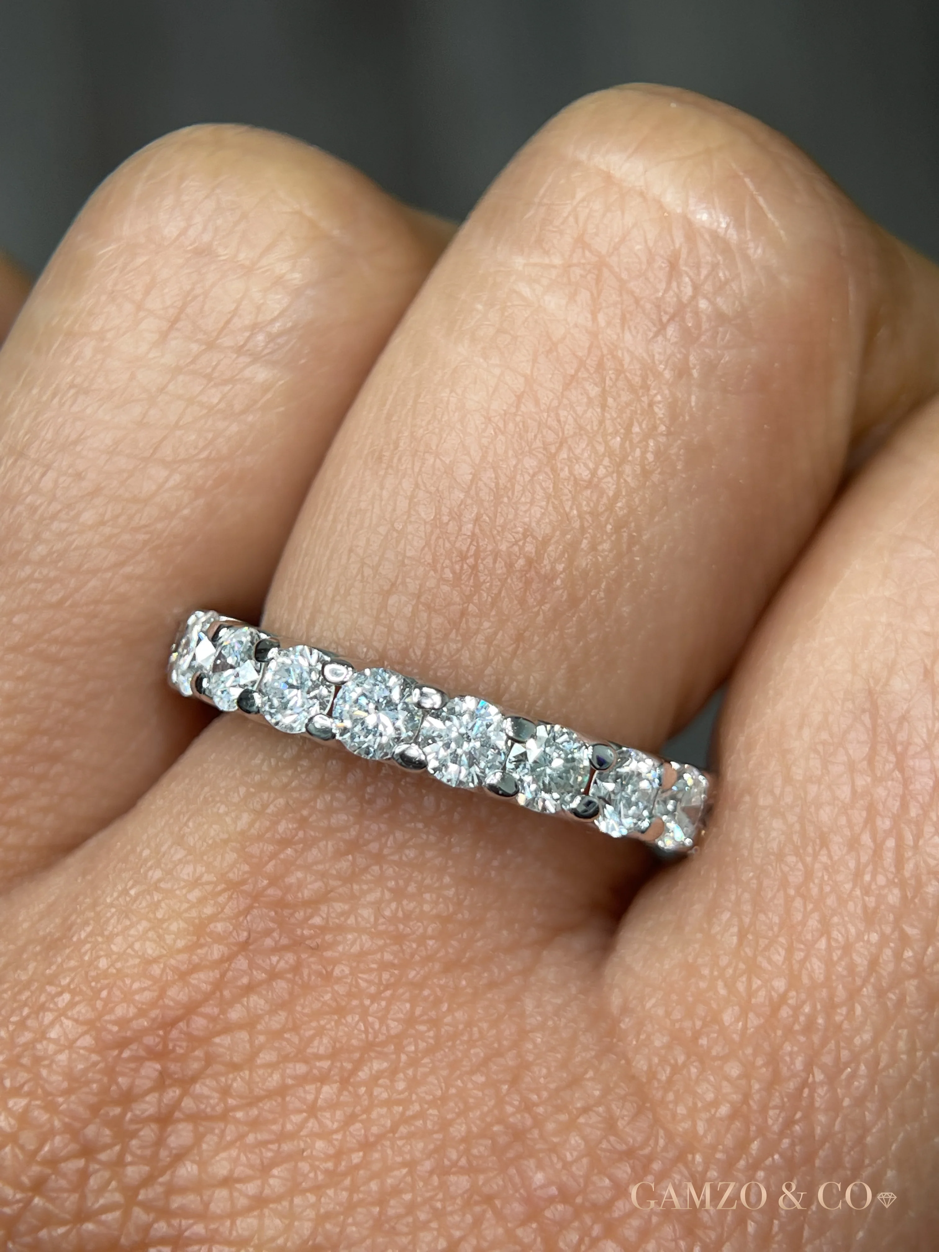 Round Cut Natural Diamond Eternity Band - Shared Prong - Image 5