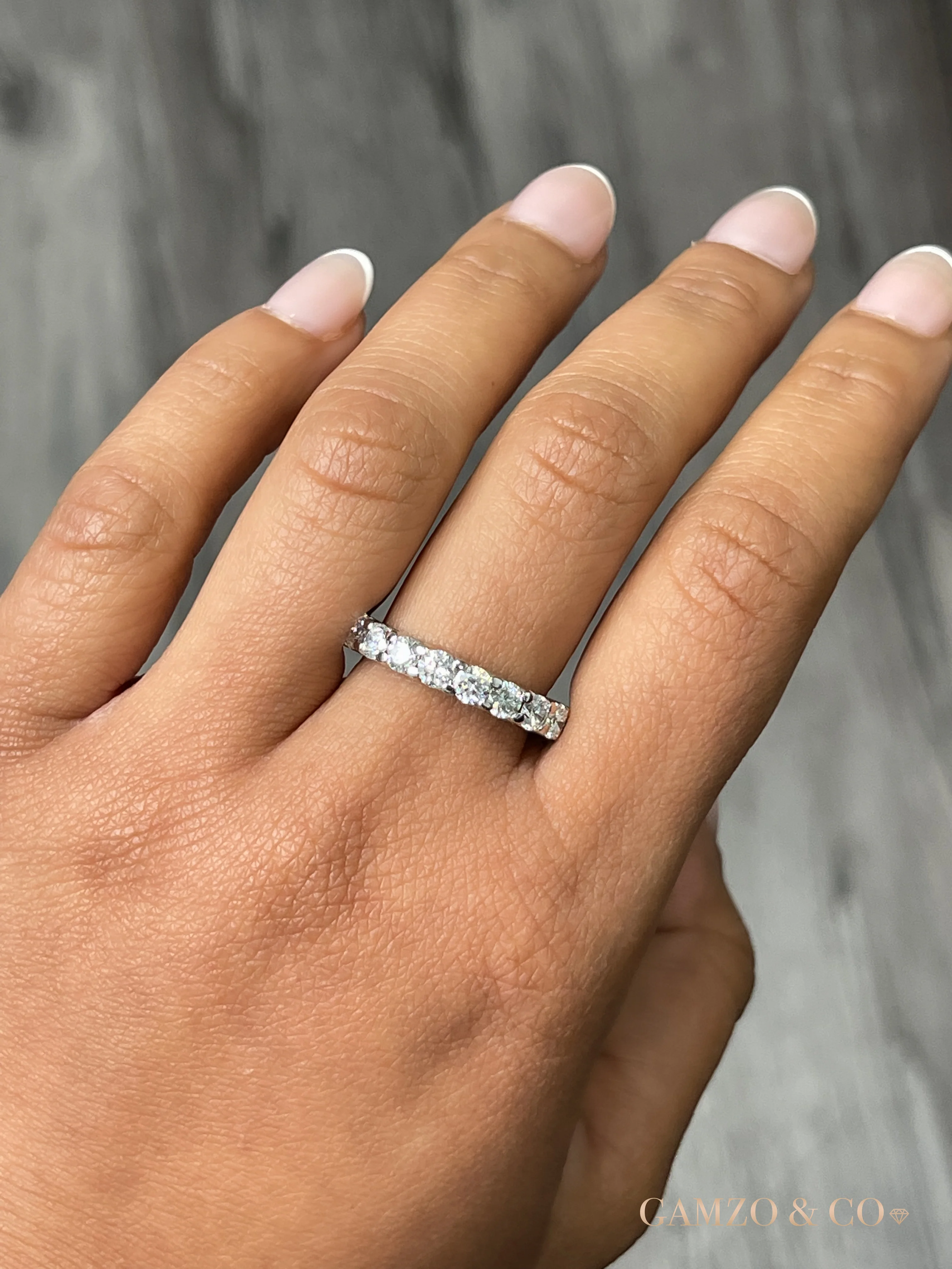 Round Cut Natural Diamond Eternity Band - Shared Prong - Image 6