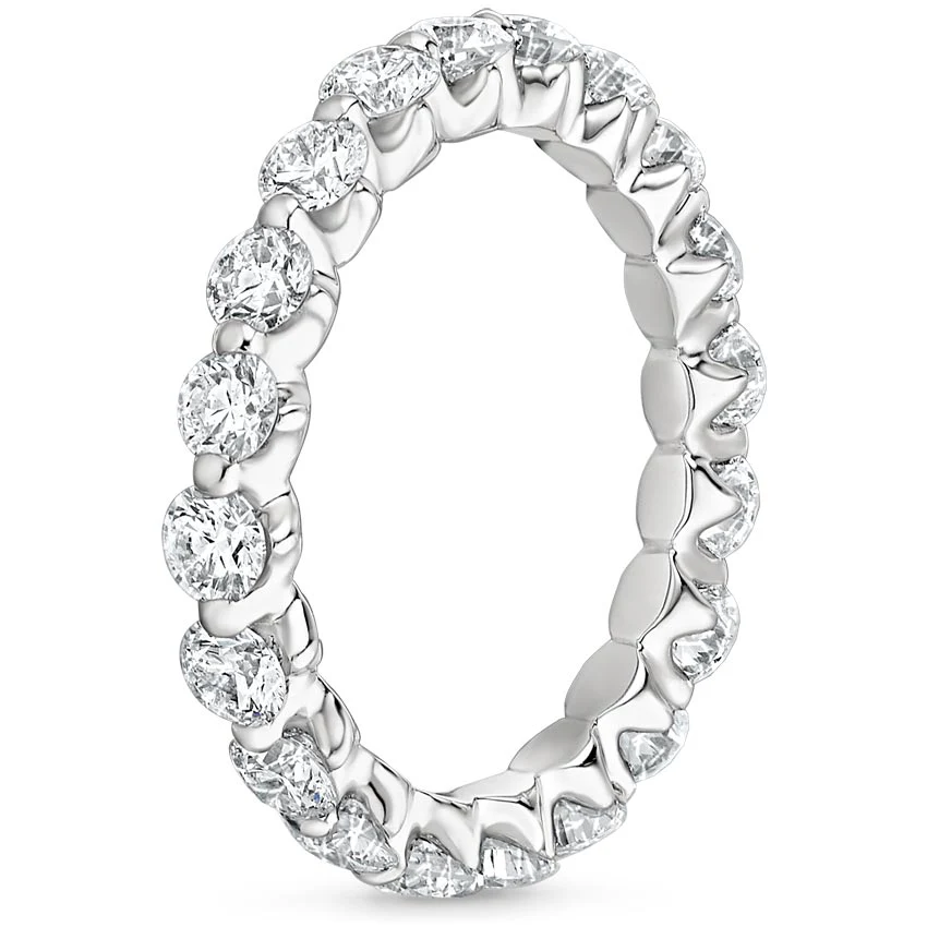 Round Cut Natural Diamond Floating Eternity Band, Diamond Ring - Image 2