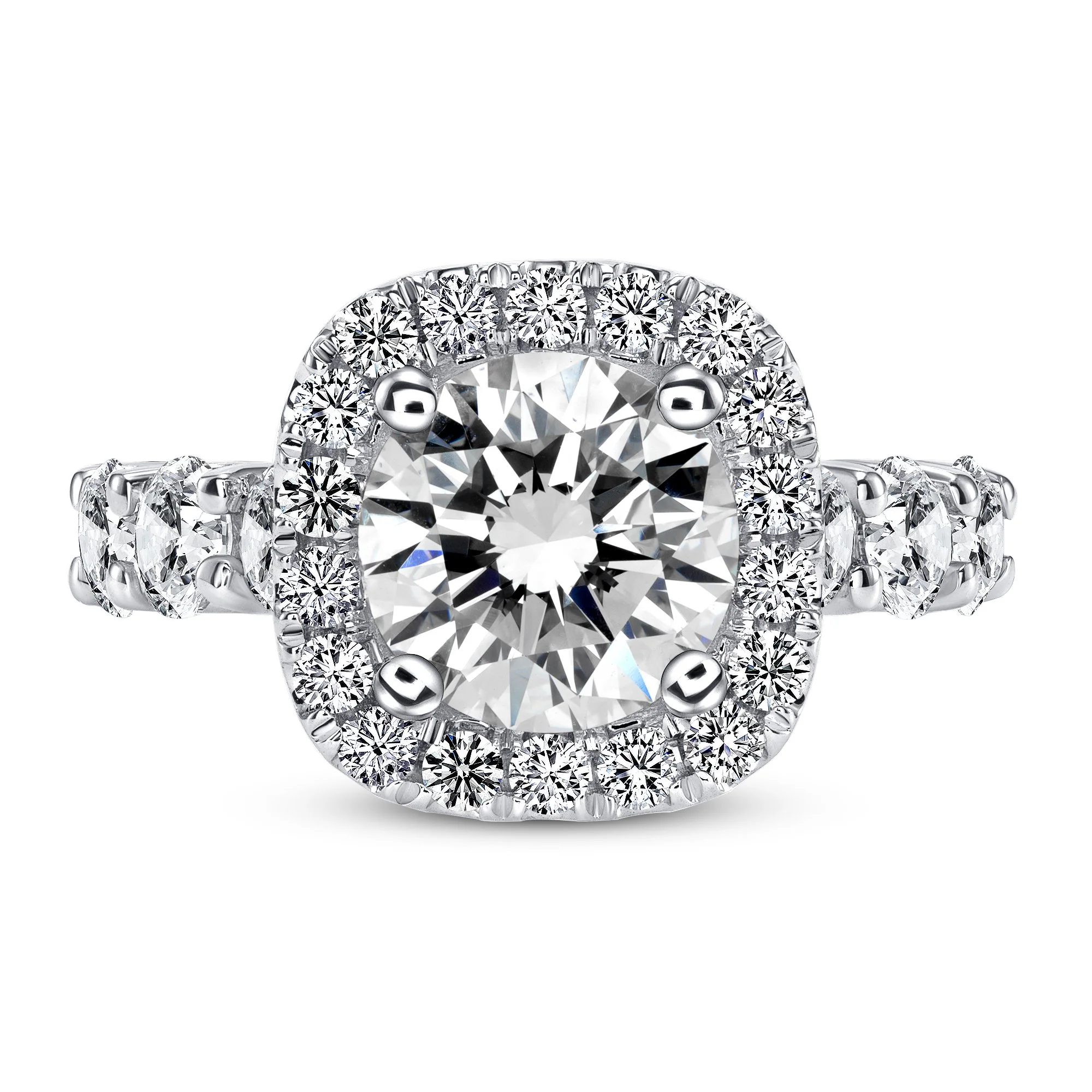 Round Cut Natural Diamond Halo Engagement Eternity Ring (GIA Certified) - Image 2