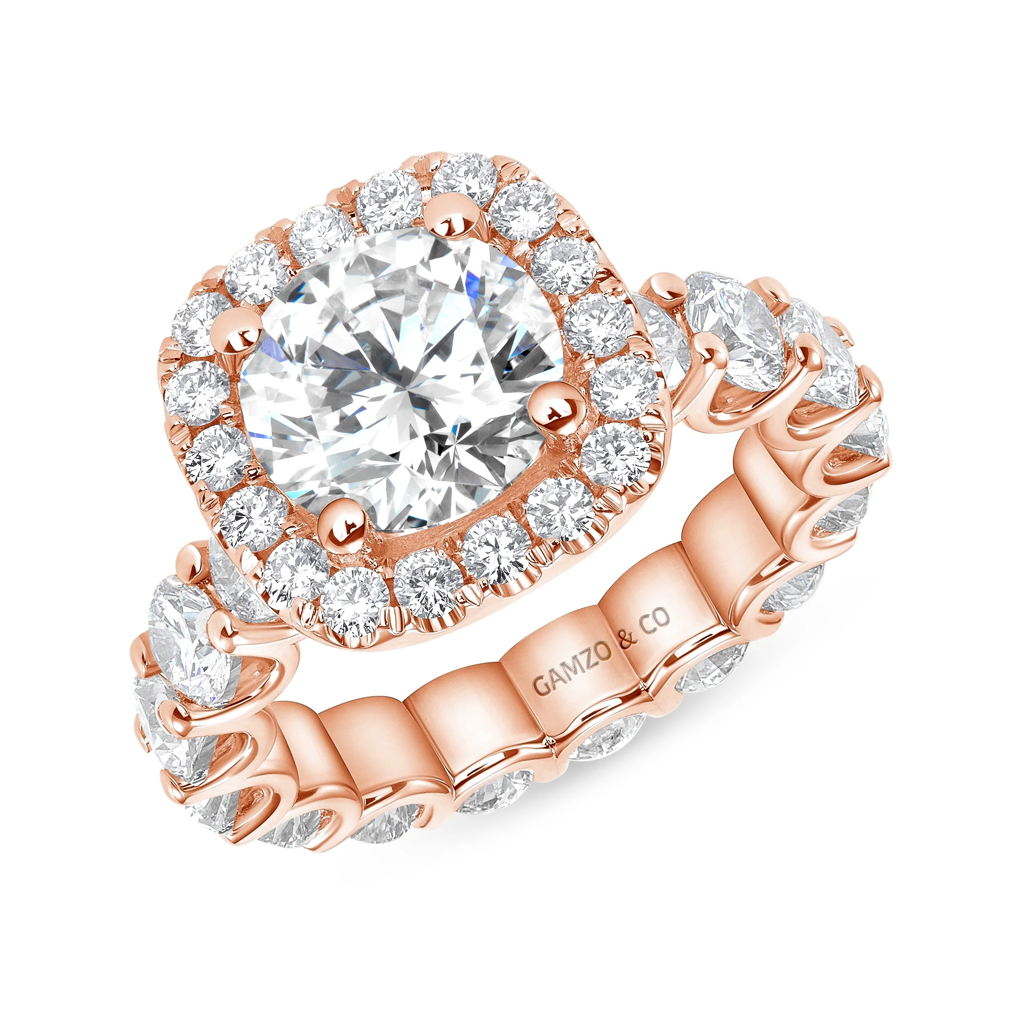 Round Cut Natural Diamond Halo Engagement Eternity Ring (GIA Certified) - Image 4