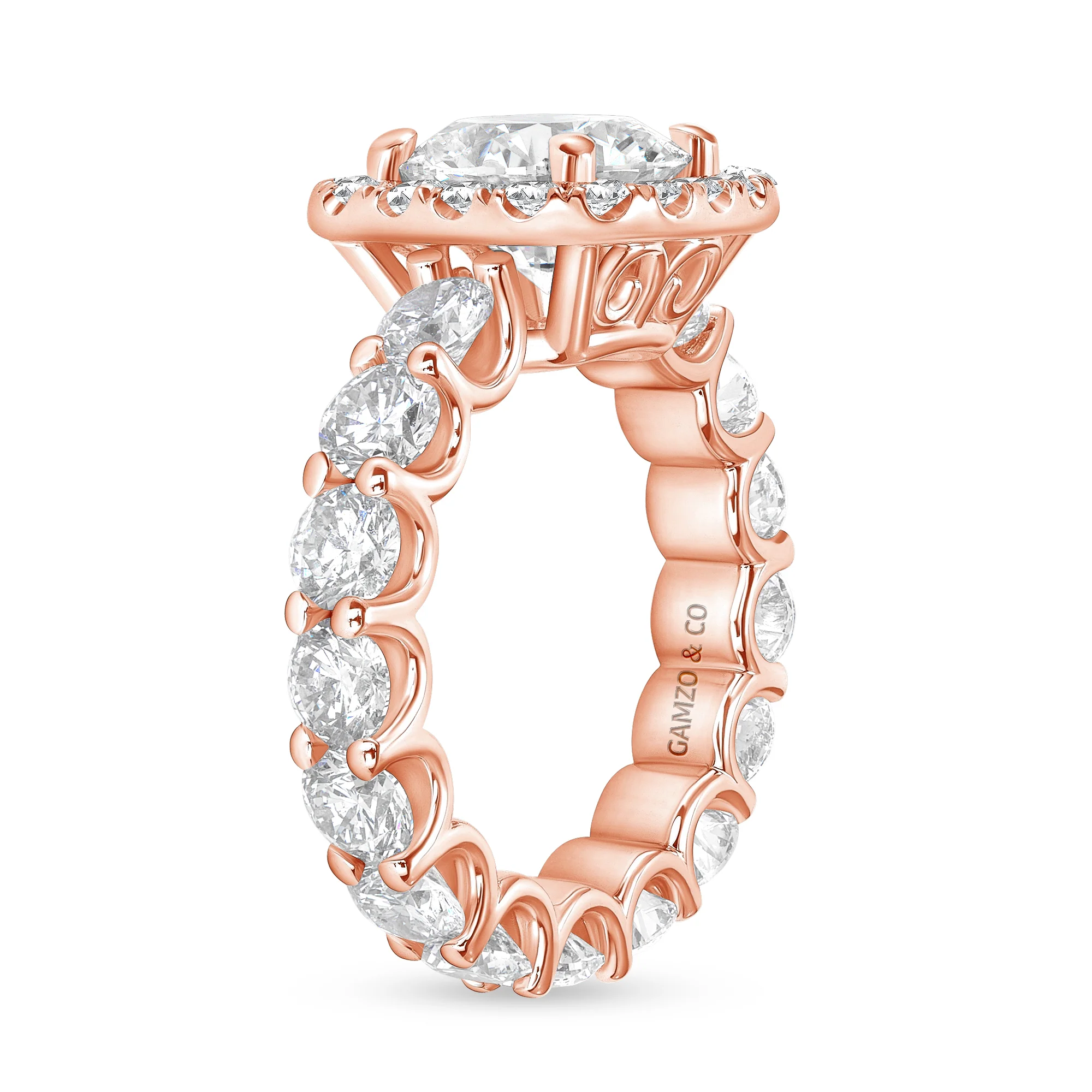 Round Cut Natural Diamond Halo Engagement Eternity Ring (GIA Certified) - Image 5