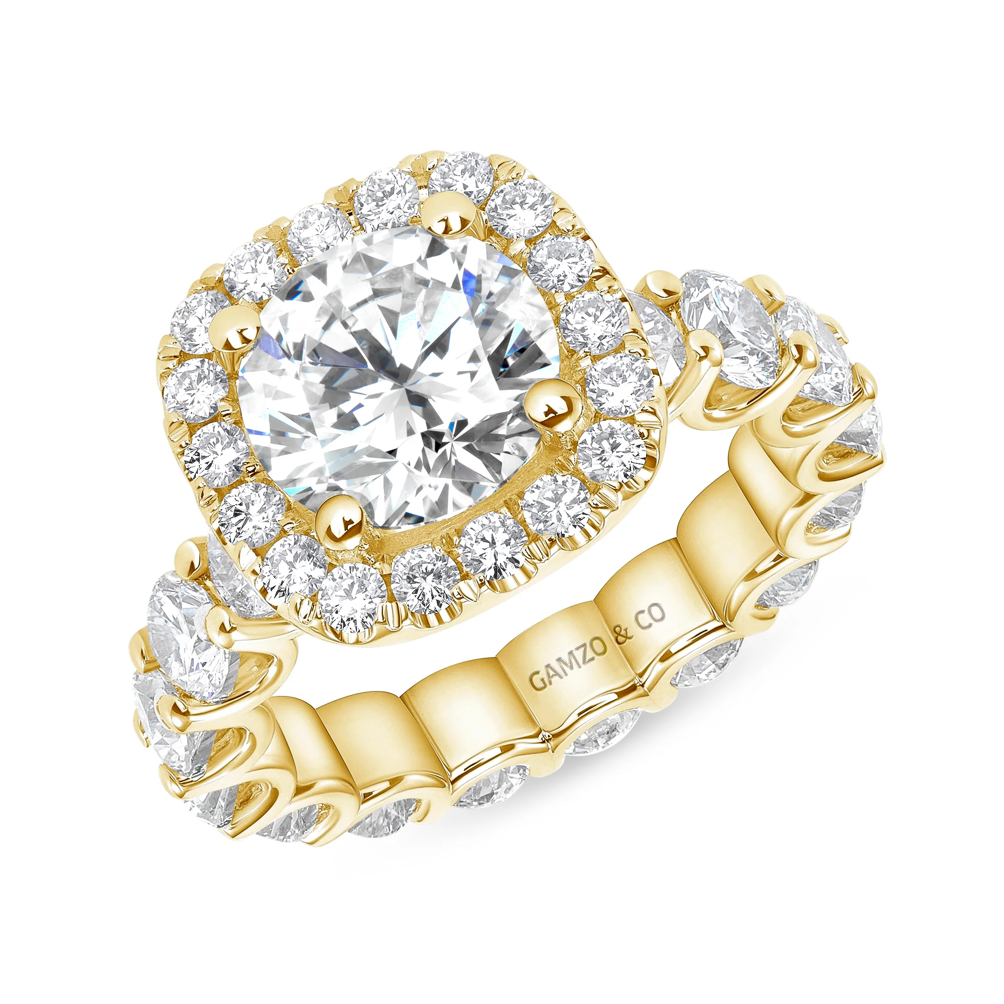 Round Cut Natural Diamond Halo Engagement Eternity Ring (GIA Certified) - Image 6