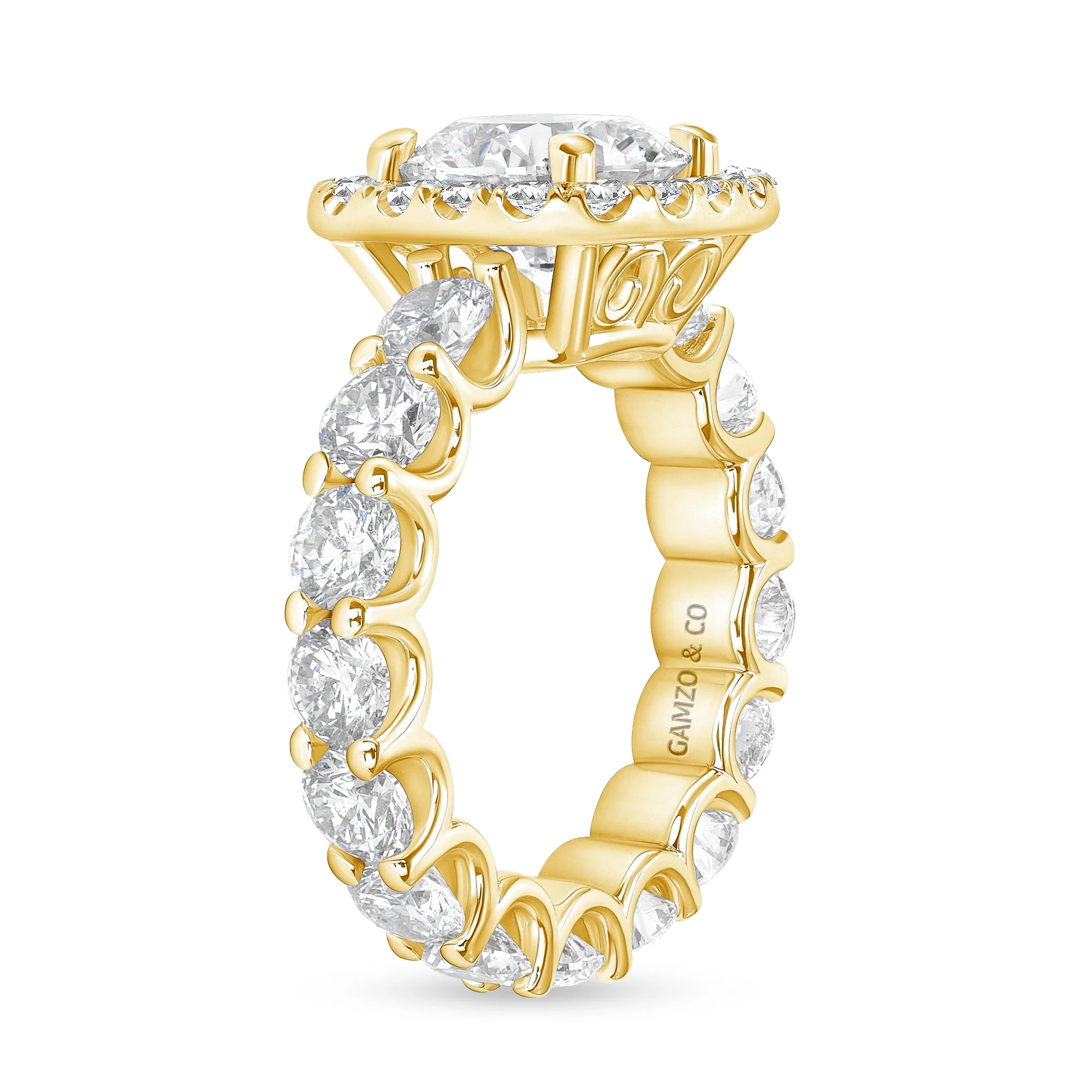 Round Cut Natural Diamond Halo Engagement Eternity Ring (GIA Certified) - Image 7