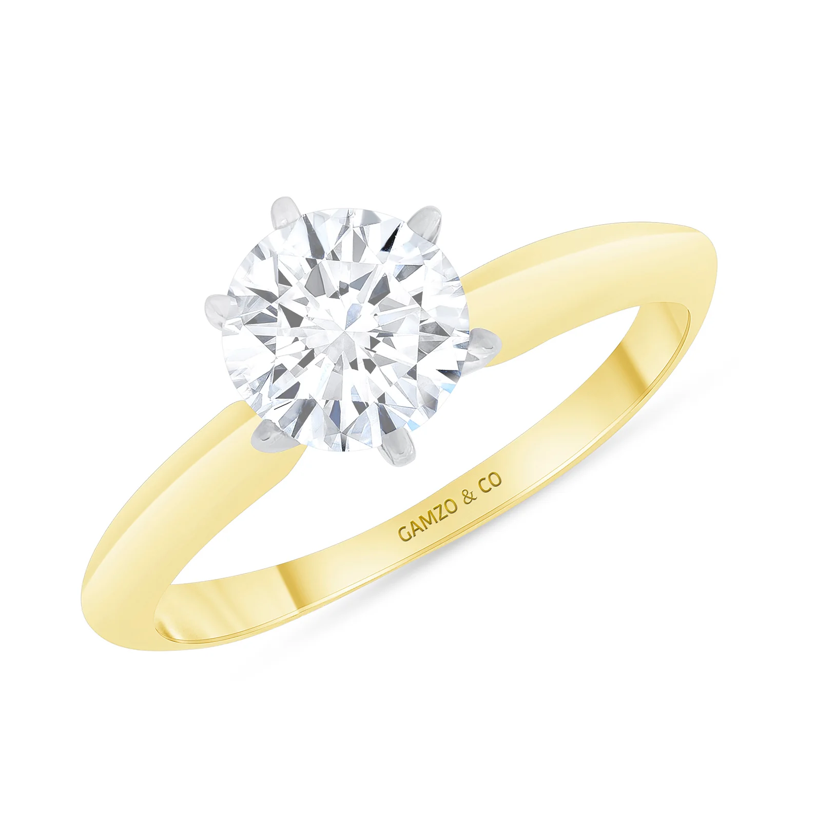 Round Cut Natural Diamond Solitaire Engagement Ring. 6-Prong (GIA Certified) - Image 3