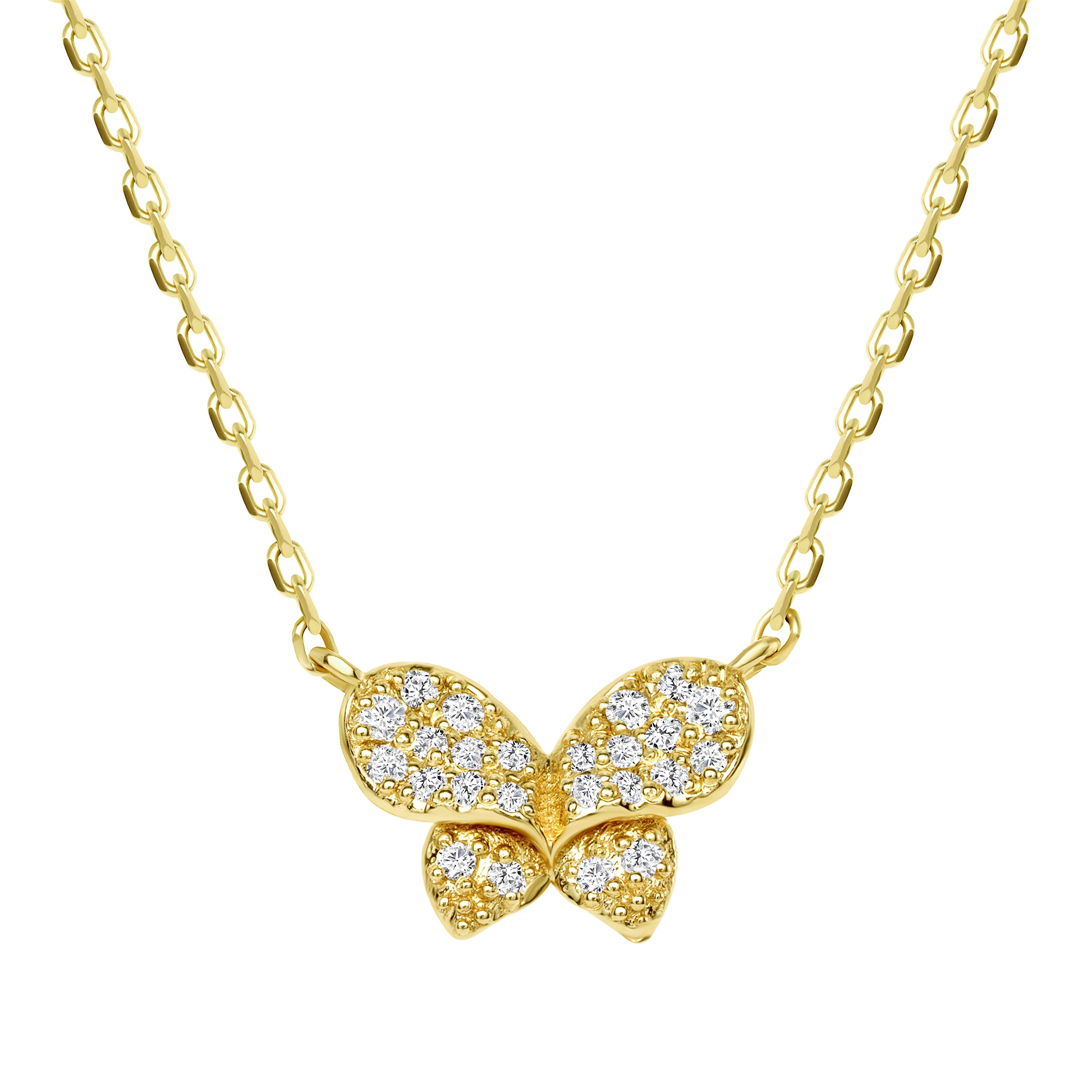 Round Diamond Butterfly Pendant Necklace - Image 2