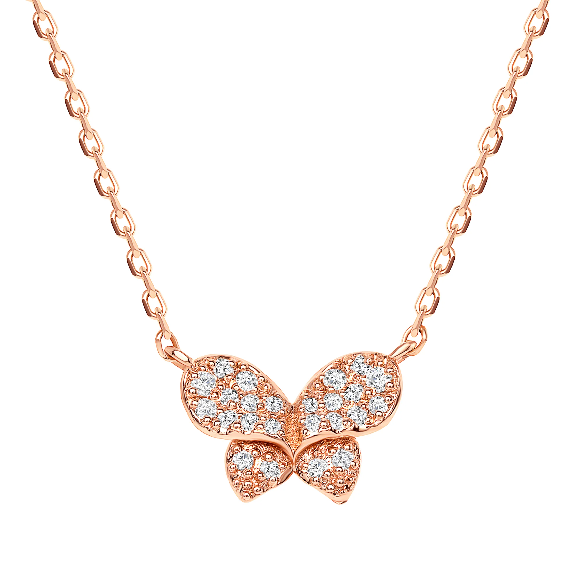 Round Diamond Butterfly Pendant Necklace - Image 3