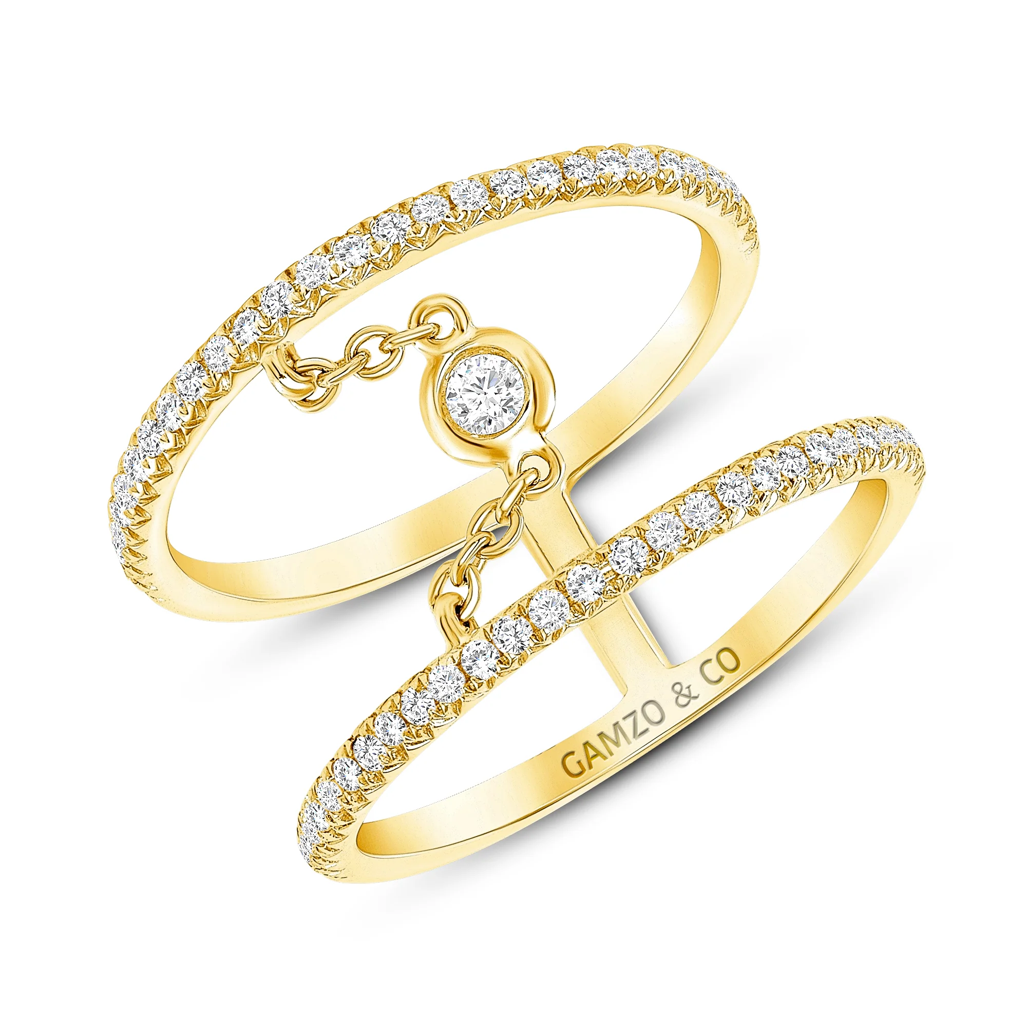 Round Diamond Double Row Fashion Ring - Image 2