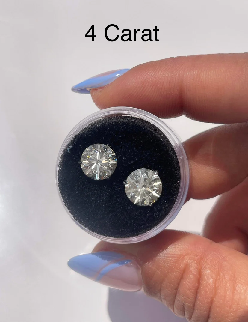 Diamond Stud Earrings - 4 Prong Screw Back Martini Setting - Image 5