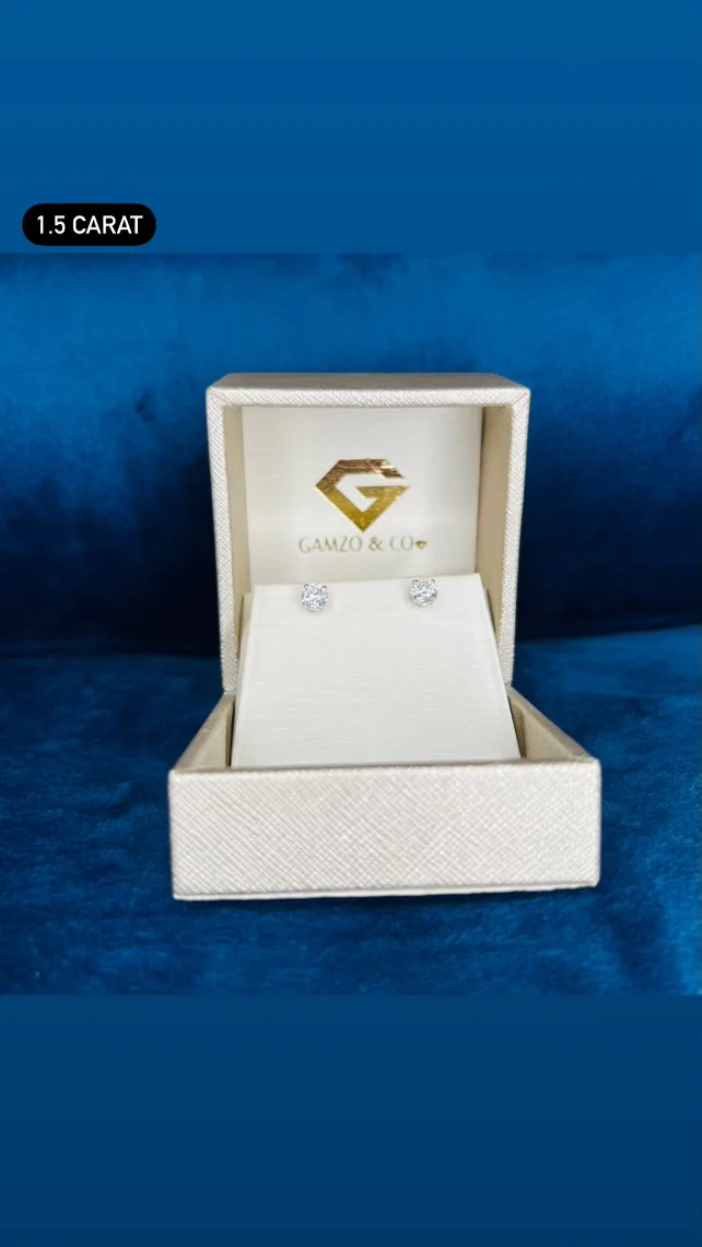 Diamond Stud Earrings - 4 Prong Screw Back Martini Setting - Image 6