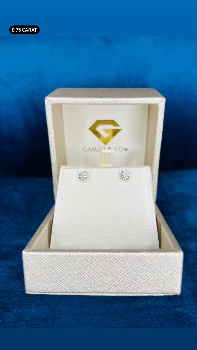 Diamond Stud Earrings - 4 Prong Screw Back Martini Setting - Image 7