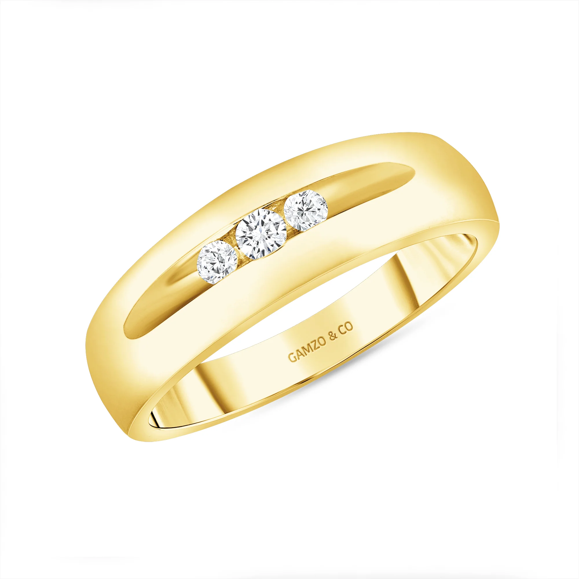 Round Diamond Men's Three Stone Ring - Image 2