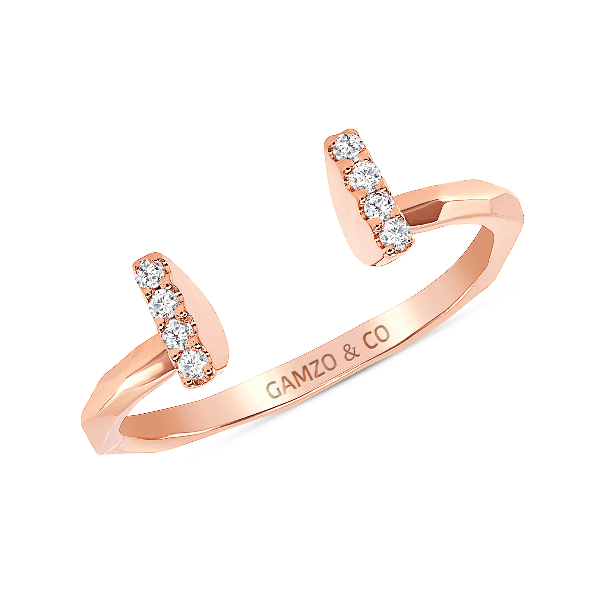 Round Cut Diamond Split Bar Ring - Image 3