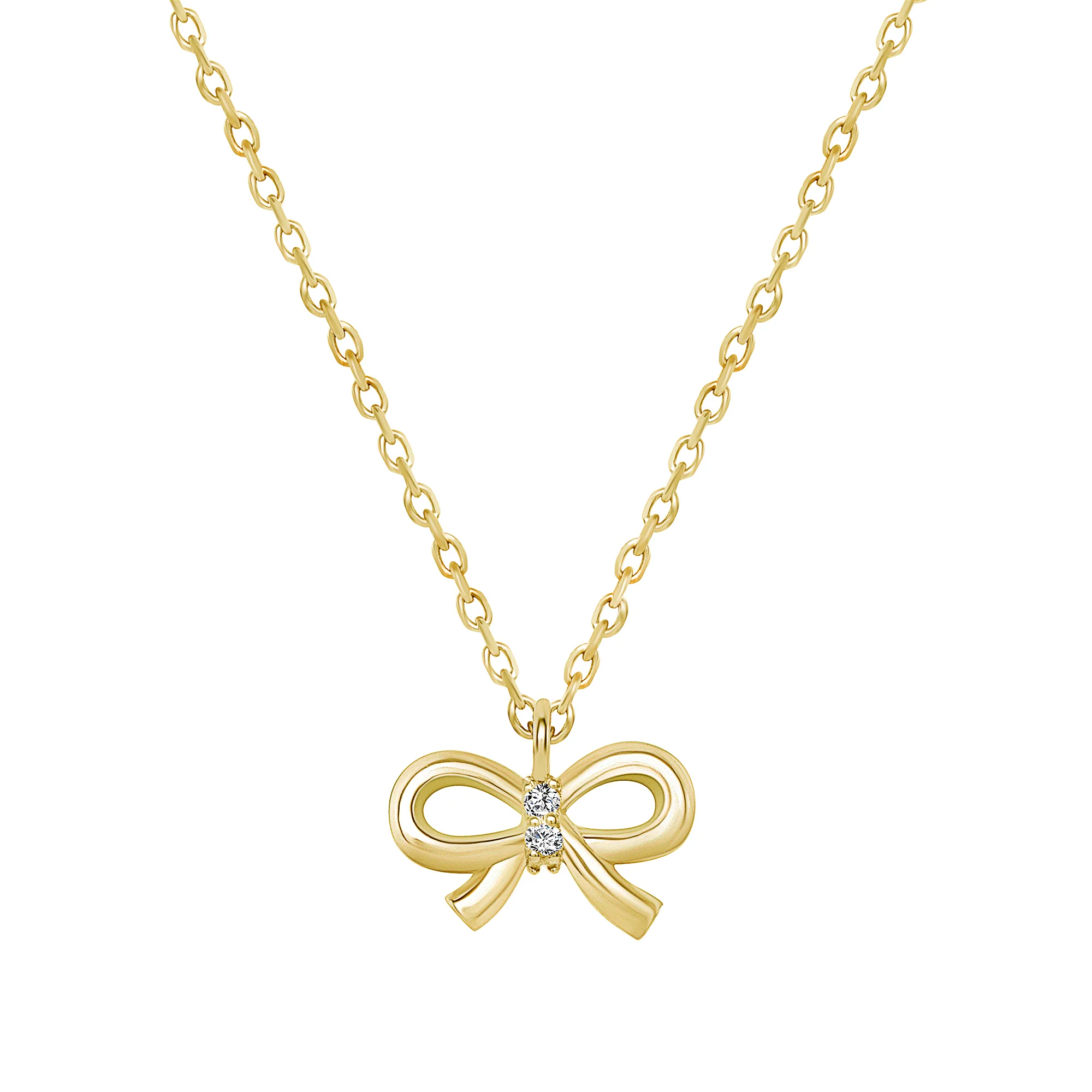 Round Diamond Ribbon Pendant Necklace - Image 2