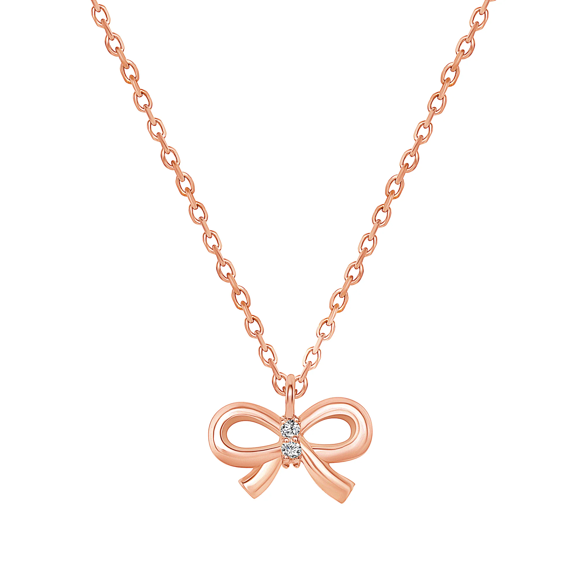 Round Diamond Ribbon Pendant Necklace - Image 3